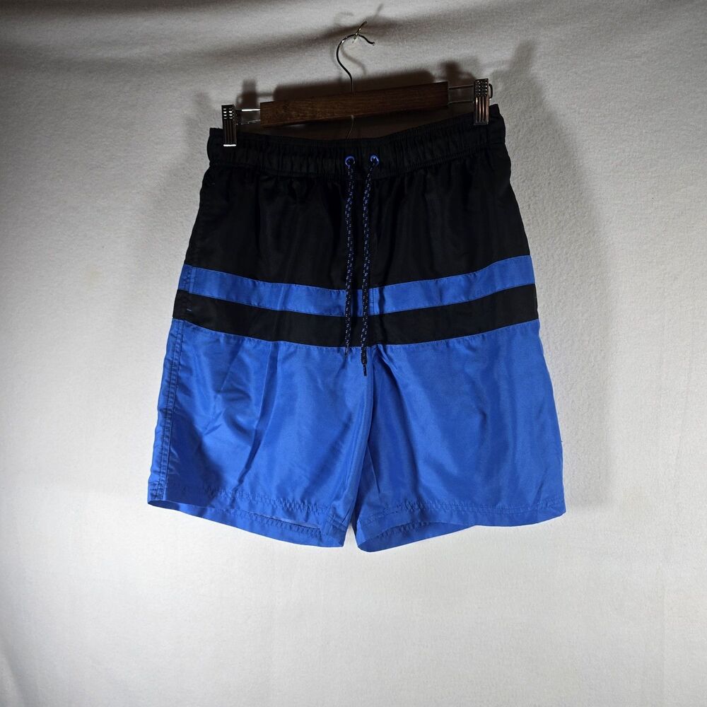 George Mens Swim Trunks Medium Blue And Black, Sizes 32-34